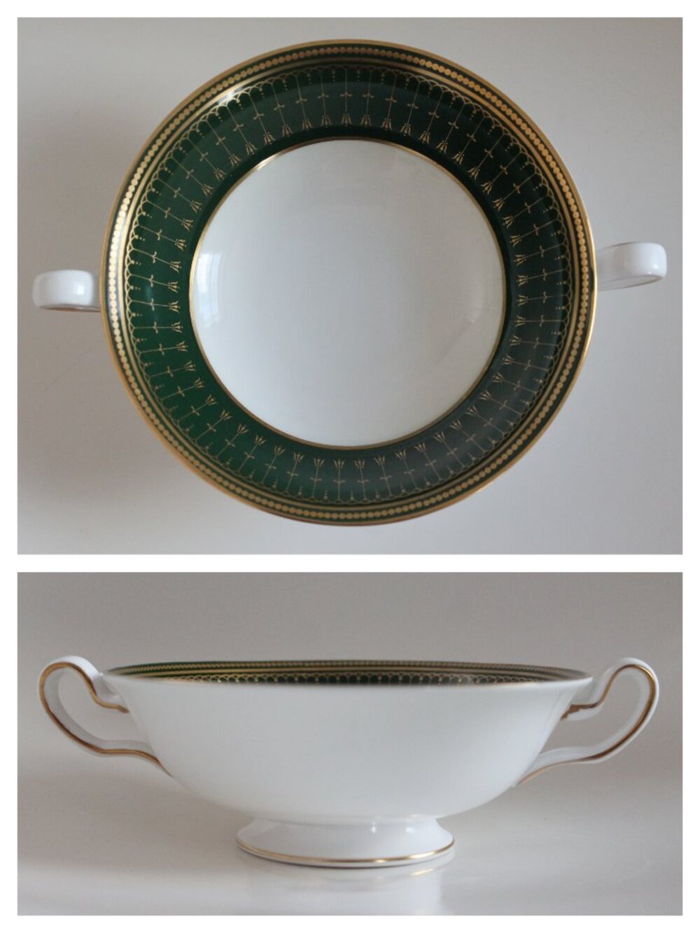 [SPODE] Footed Cream Soup Bowl in Royal Windsor Green (Pattern Y8078)